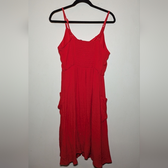 Mlle Gabrielle Red Button-Front Midi Dress Women's Size M - Picture 2 of 4